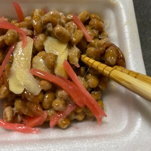 納豆の食べ方-梅＆紅生姜♪